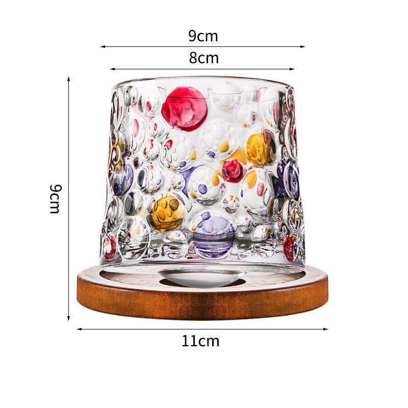 Hand drawn rotating glass cups multiple multi-purpose whiskey glasses rotating glass cups