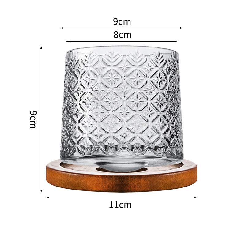Hand drawn rotating glass cups multiple multi-purpose whiskey glasses rotating glass cups