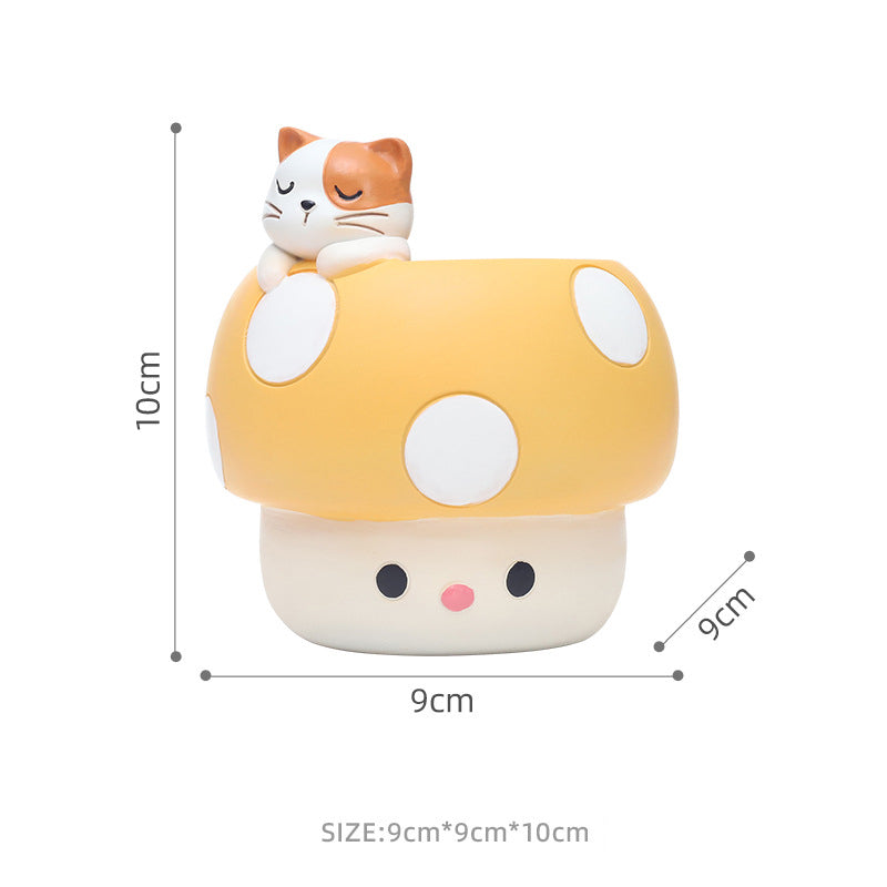 Horticultural Cartoon Creative Fun Mushroom Resin Flower Pot Container Desktop Landscape Potted Flower Utensils