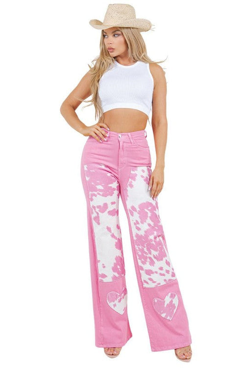 Rodeo Wide Leg Jean in Pink