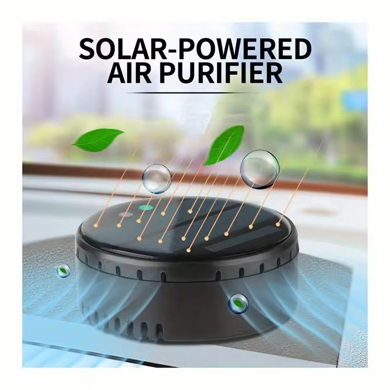 Air purifier for both home and car use solar powered negative ion formaldehyde and odor removal disinfection and purification device
