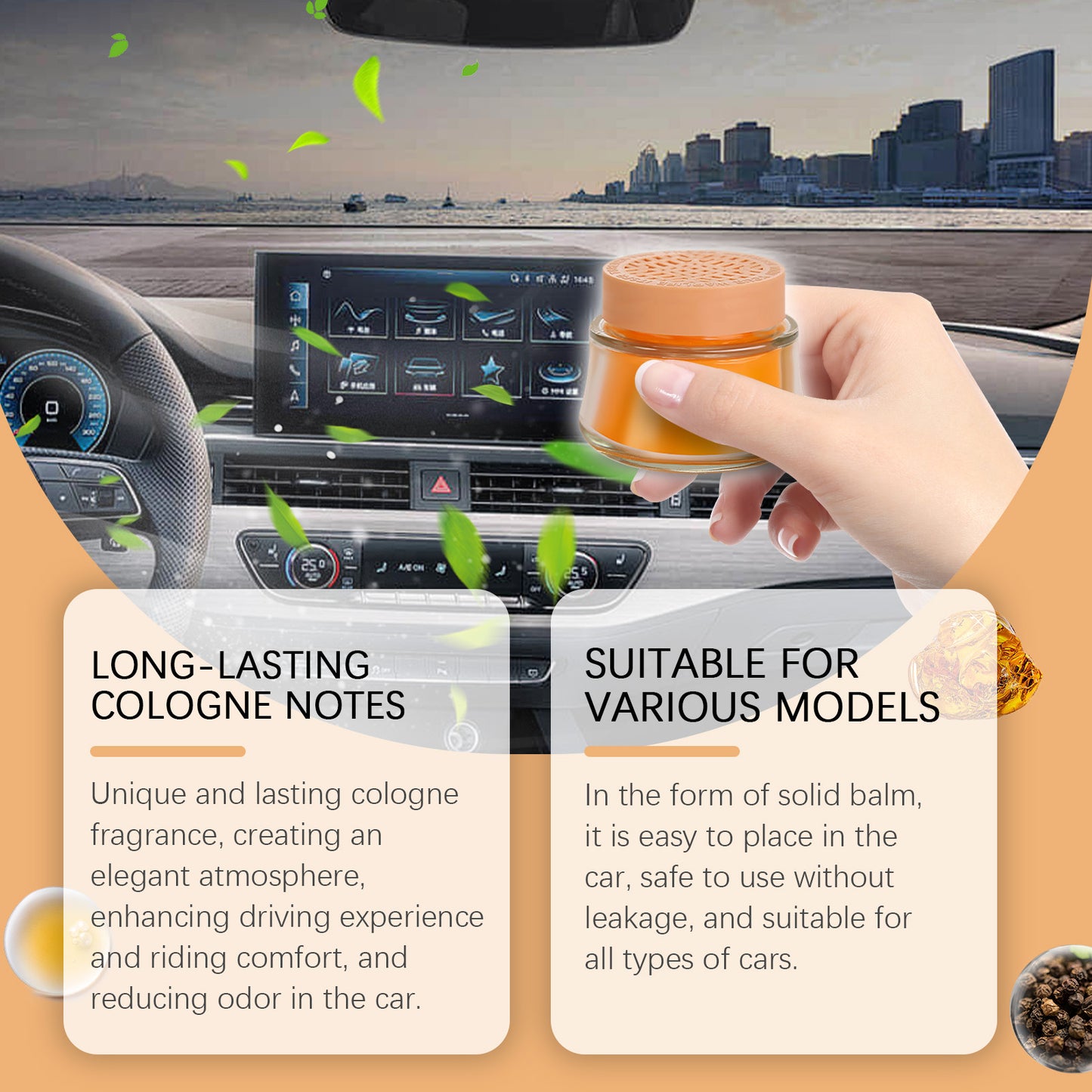 Cologne Car Solid Balm For Car Odor Removal Fresh And Light Portable Car Balm