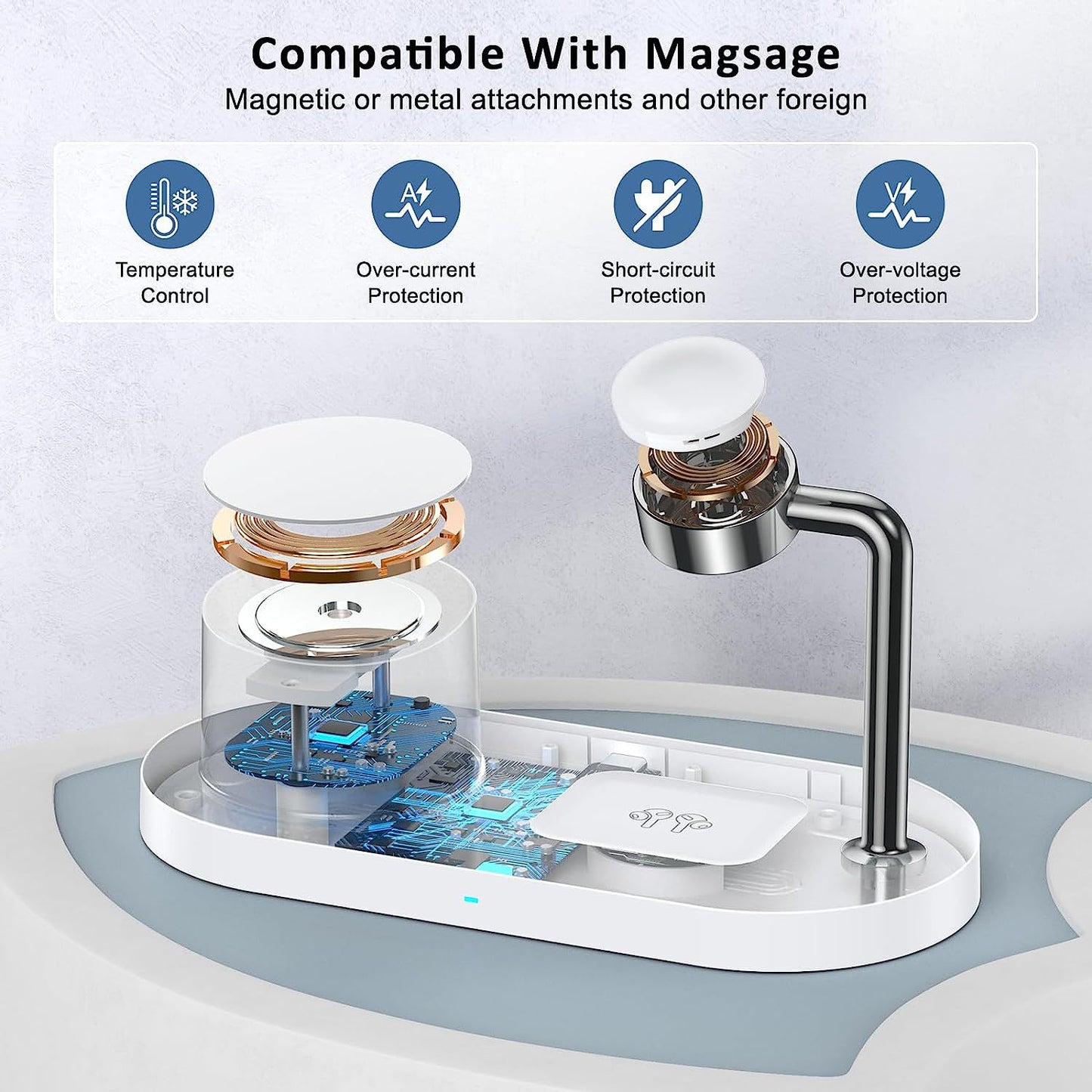 MagSafe magnetic suction three-in-one suitable for Apple mobile phone 15w wireless charging