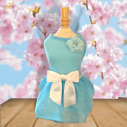 Elegant Tutu Dress with Beaded Chiffon Flower Accent