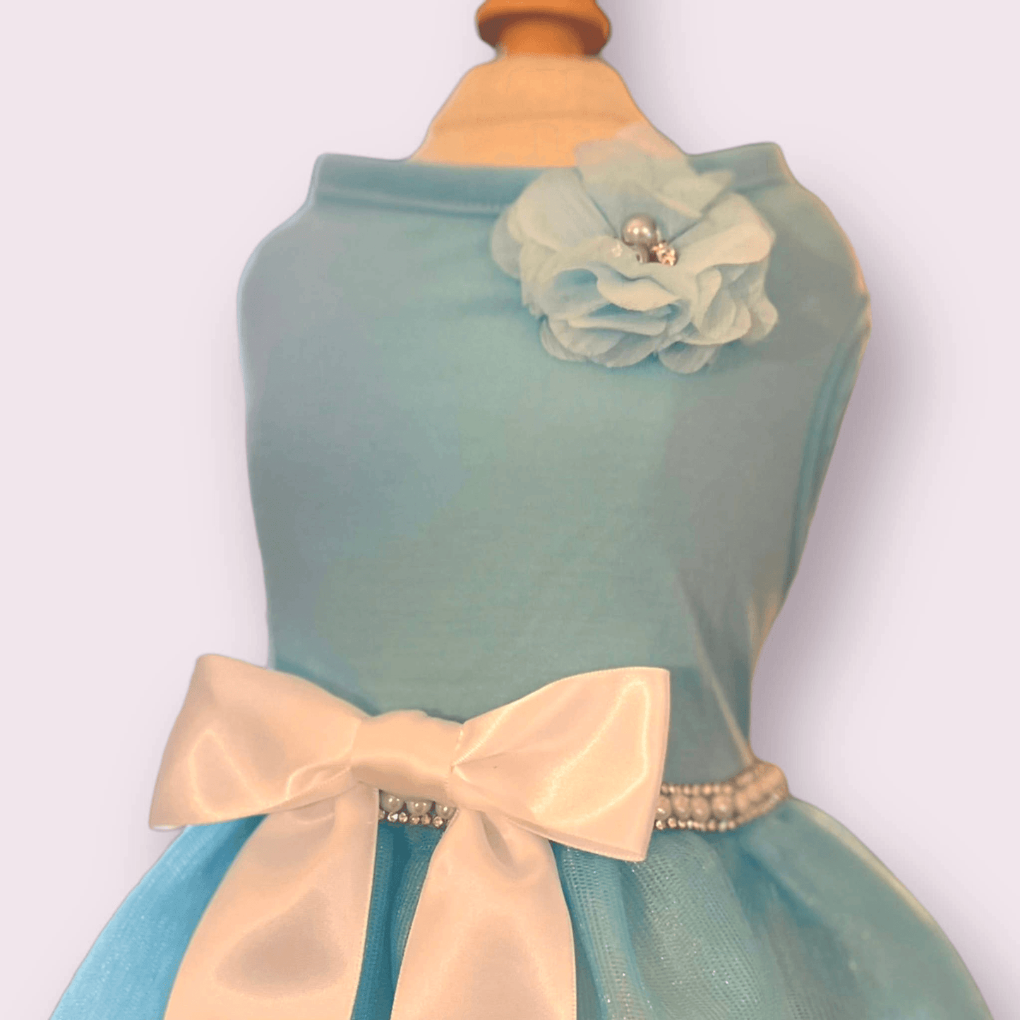 Elegant Tutu Dress with Beaded Chiffon Flower Accent