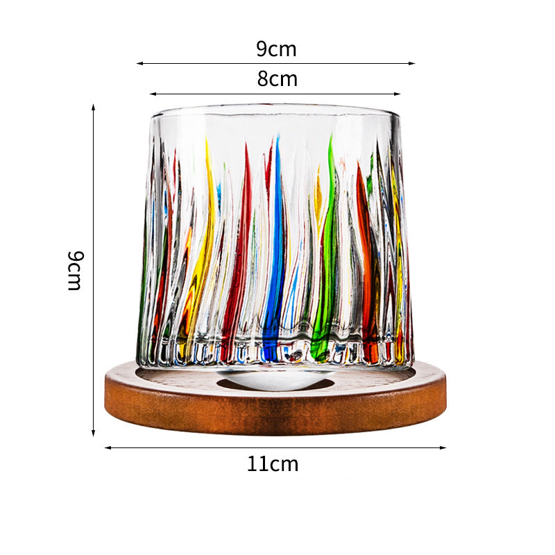 Hand drawn rotating glass cups multiple multi-purpose whiskey glasses rotating glass cups