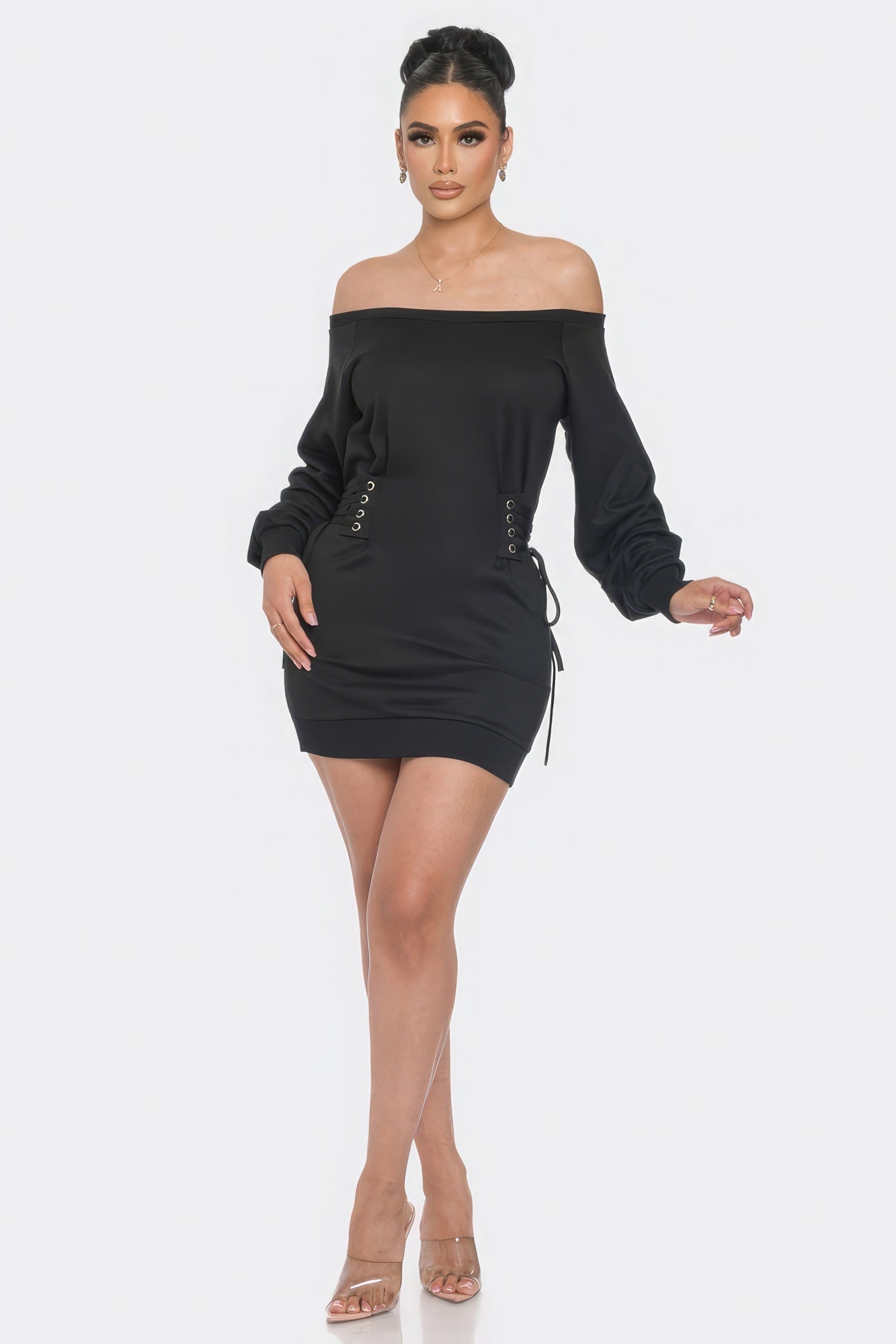 Off Shoulder Mini Dress by Balec Group