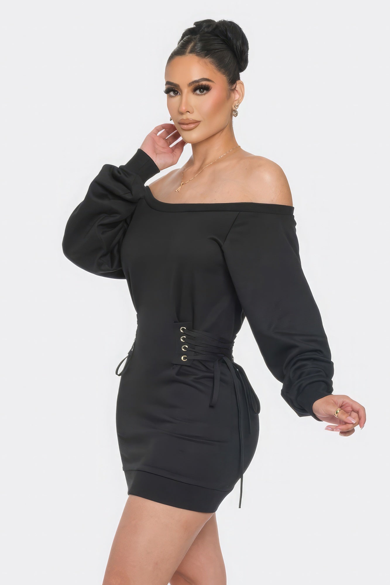 Off Shoulder Mini Dress by Balec Group