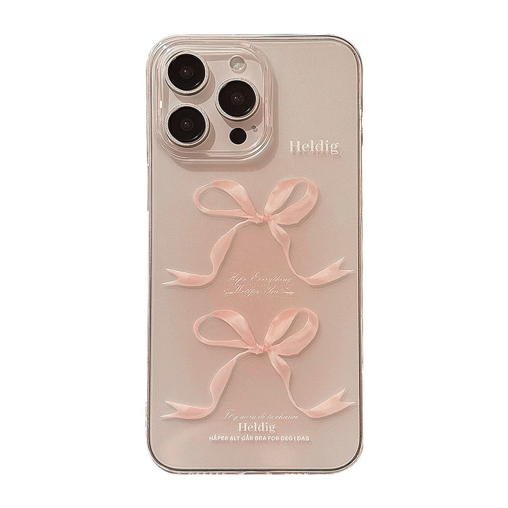 Sweet Pink Bow Apple 15 Phone Case 14 Transparent iPhone 13 Promax Silicone