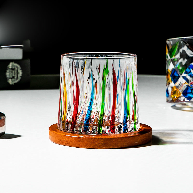 Hand drawn rotating glass cups multiple multi-purpose whiskey glasses rotating glass cups