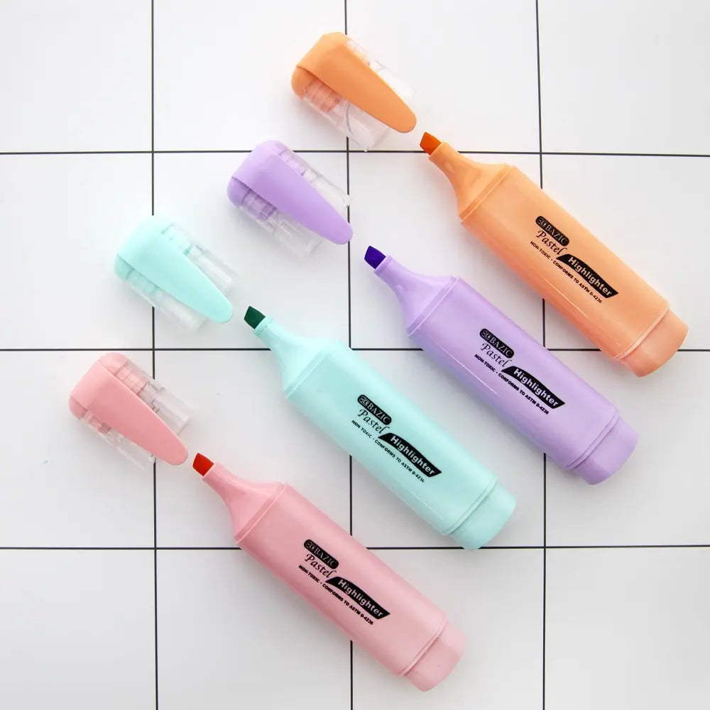 Pastel Highlighters w/ Pocket Clip (3/Pack)